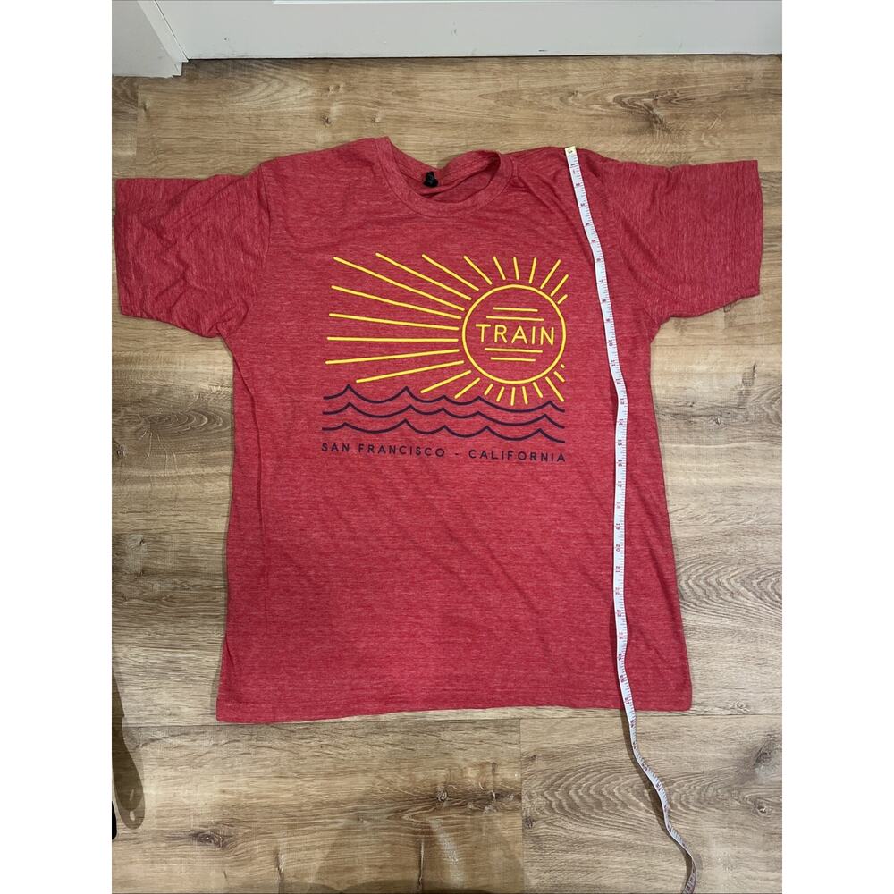 Train The Music Band T-Shirt Sunshine New Red Heather Cotton Merch Size Large